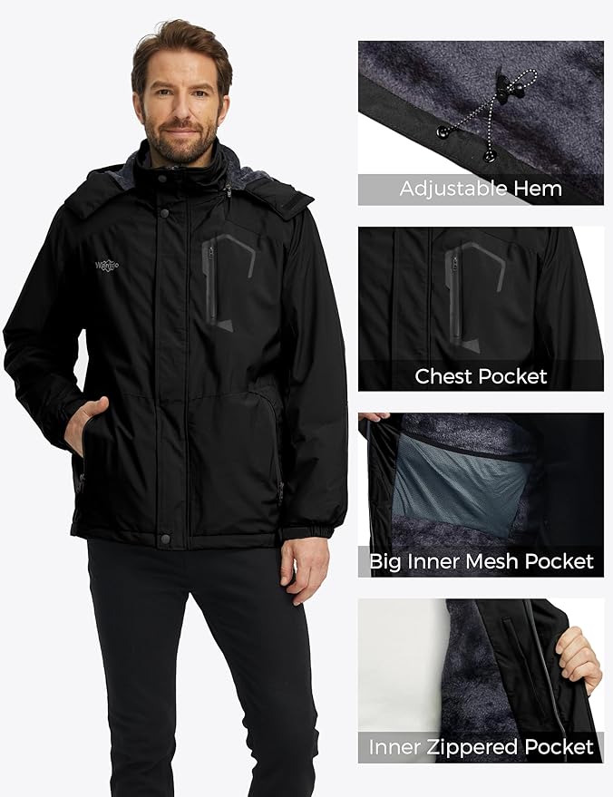 Jacket Fleece Lined Windproof Raincoat - Image 3